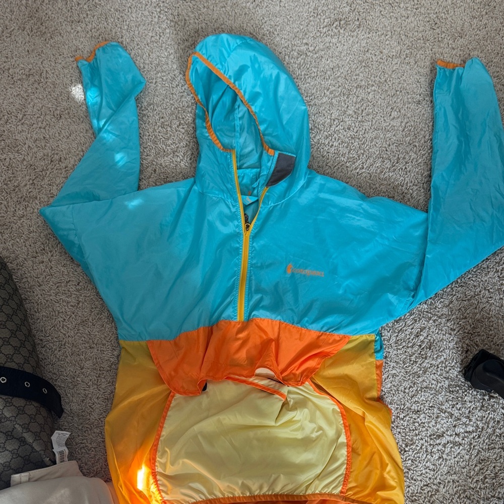 Cotopaxi Multicolor Windbreaker Jacket - Blue, Orange, Yellow